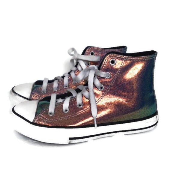 Converse Chuck Taylor All-Star Metallic Hi Top Sneakers Shoes youth sz 2 - Picture 2 of 8